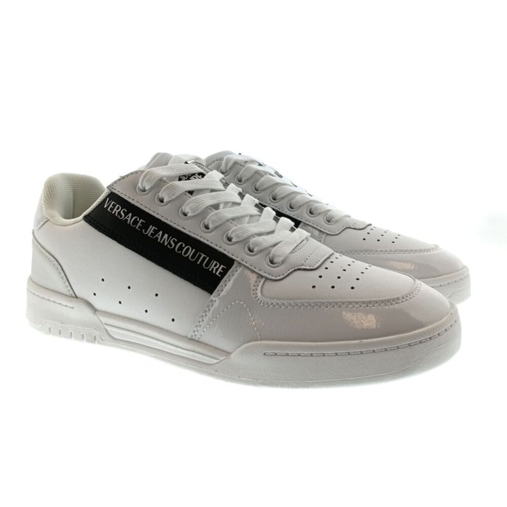 Versace Jeans Couture Mens White / Silver / Black Low-Top Logo Sneakers